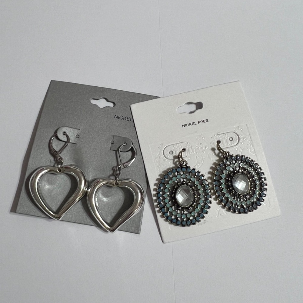 Target Silver Heart and Blue Crystal Earrings